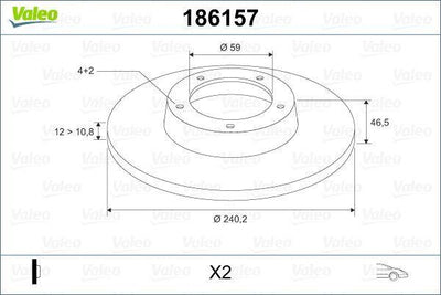 VALEO 186157 Front Brake Disc - Compatible with Albea, Duna, and Elba — Brake Rotors & Drums