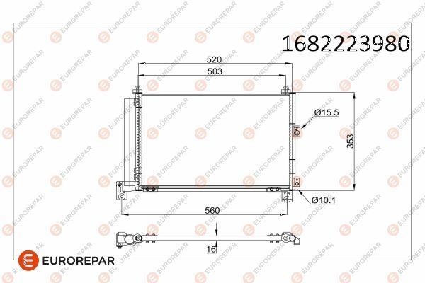Eurorepar 1682223980 Psa / Erp A/C Condenser Ford Ranger (Et,Er,Eq,R_) Mazda B-Serıe (Un) Bt-50 (Cd)