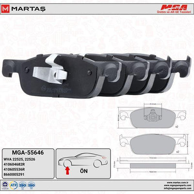 MGA 55646 Brake Pad Front Wide Type Clio IV Sandero II Symbol II — Brake Pads