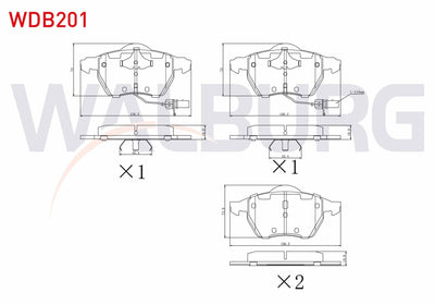 WALBURG WDB201 Brake Pad Front with Connector VW Passat 1.6 1996-2000 / 1.9 TDI 1996-2000 / Passat 1.9 TDI 2000 — Brake Pads