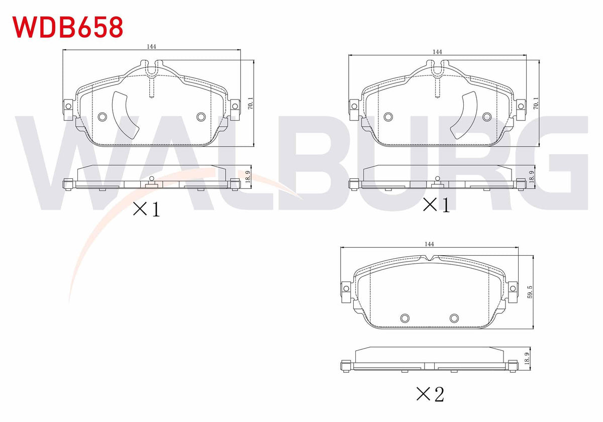 WALBURG WDB658 Brake Pad Front Mercedes C Series (W205) C 180 2014-/ C Series (W205) C 180 Bluetec 2014 — Brake Pads
