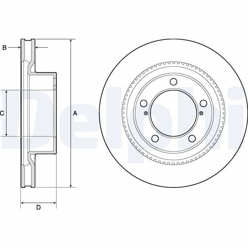 Delphi BG9131 Ventilated Brake Disc - 2 Pack for 2008 Land Cruiser — Brake Rotors & Drums
