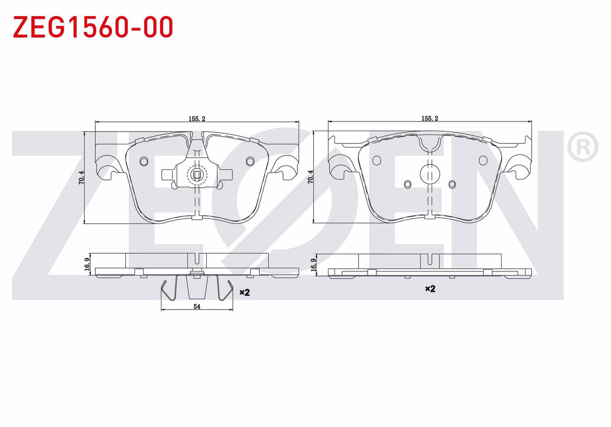 Zegen ZEG1560-00 Brake Pad Front 304 mm Diskler for Peugeot 308 II 1.2 VTI-1.2 Thp-1.6 Thp-1.6 HDi-2.0 HDi 2014 — Brake Pads