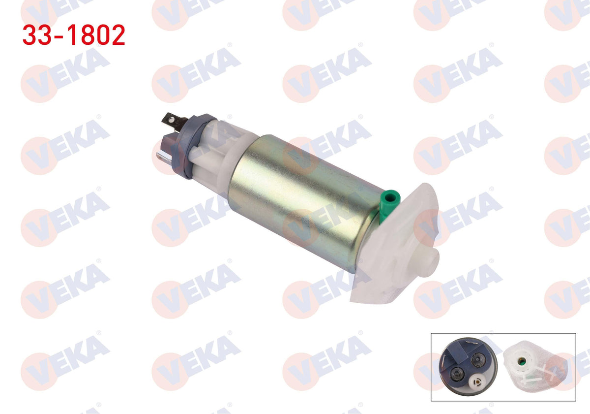 Veka 33-1802 Fuel Pump with Strainer 3.1 Bar Fiat Palio 1.2i 16V-1.4i-1.6i 16V 96-05 / Peugeot 306 1.6i 93-02 / 406 1.8 1995-2004 / Rover 214i 1995-2000 / Rover 414 Si 1995-2000 / Rover 25 1