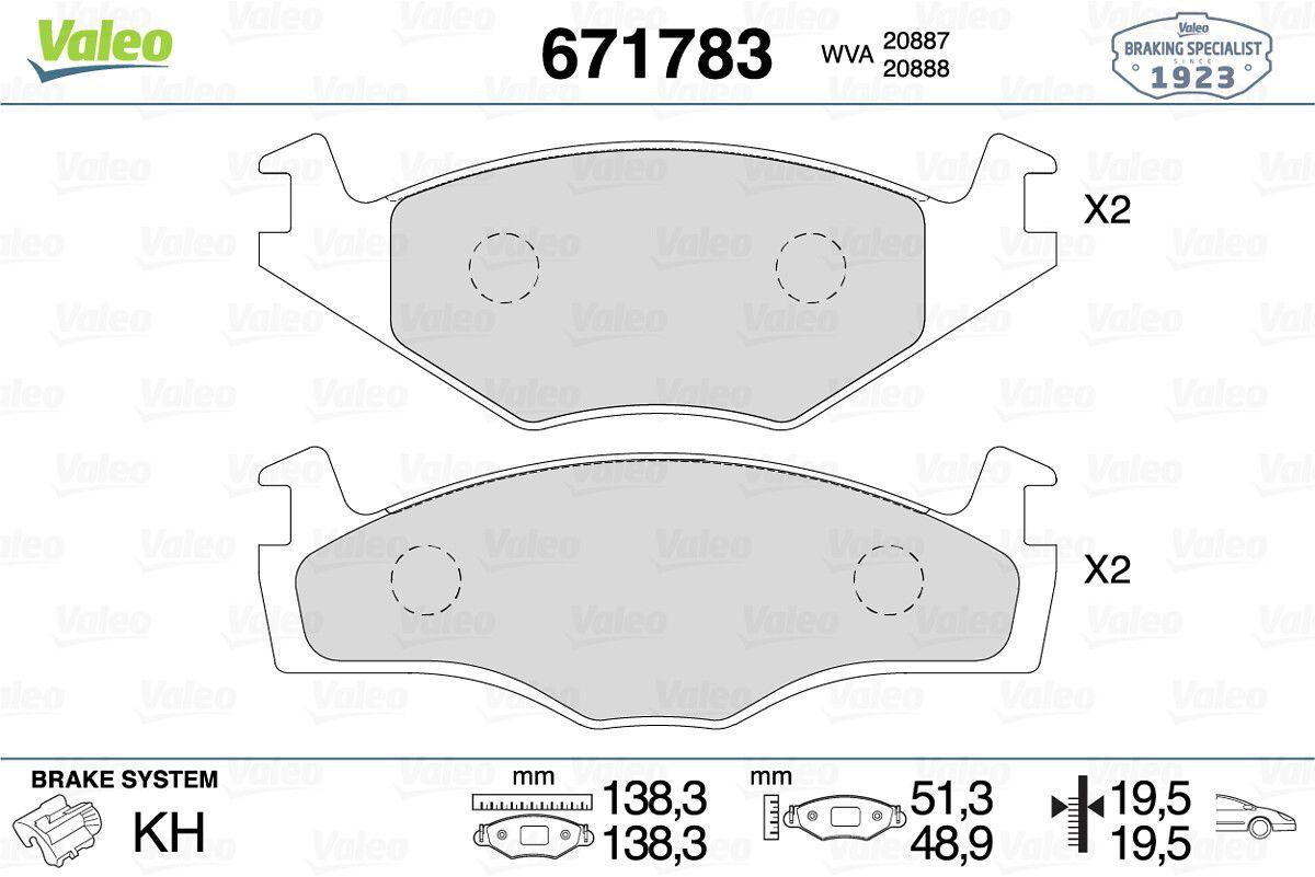 Valeo 671783 Front Brake Pad VW Golf III Passat 87> Seat Ibiza 93-96 (137mm) — Brake Pads