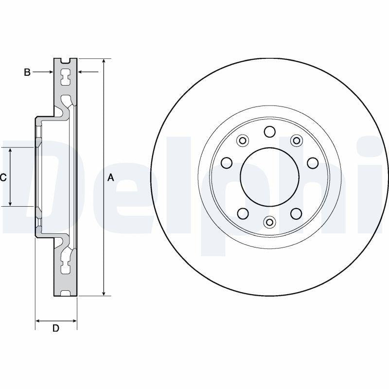 Delphi BG4669C Brake Disc Opel Astra L / Combo E / Grandland Front — Brake Rotors & Drums