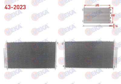 Veka 43-2023 A/C Condenser Honda Accord VII (Cl) 2.0 16V 2003-2008 — Condensers & Evaporators