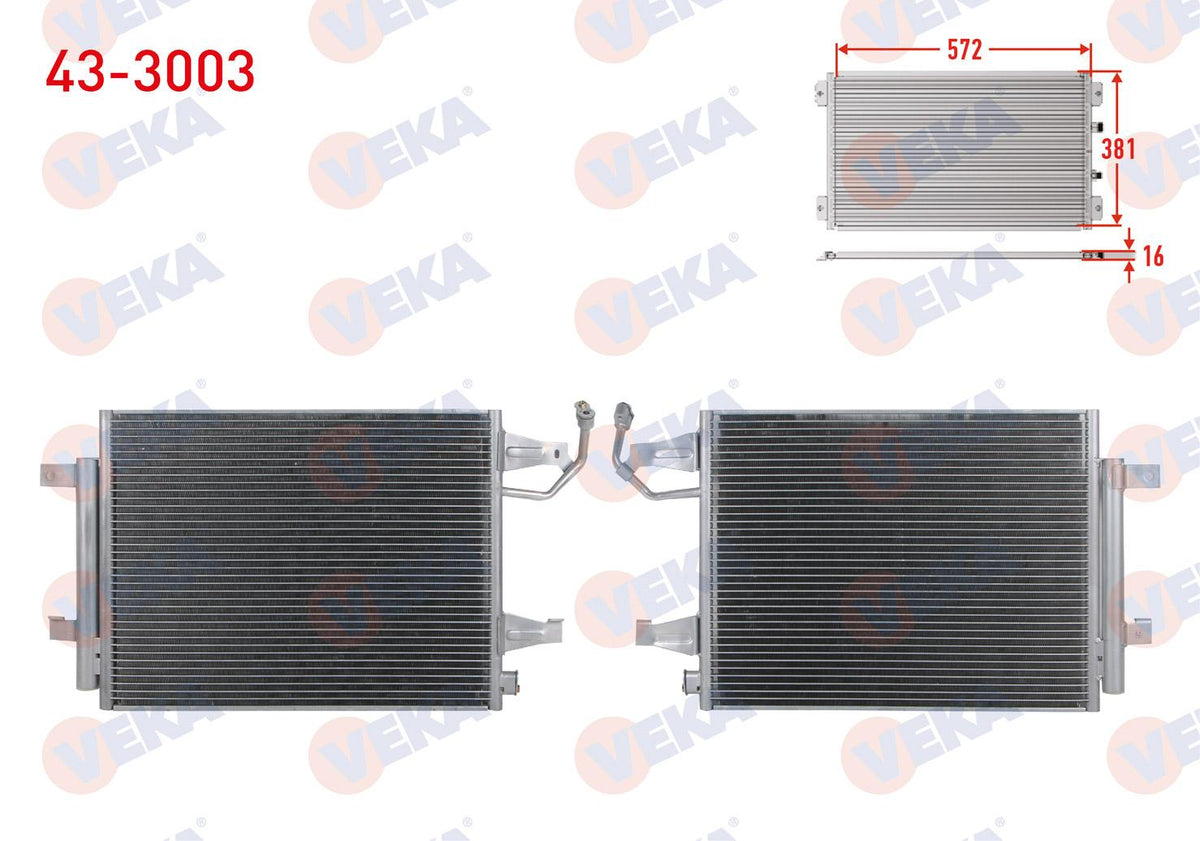 Veka 43-3003 A/C Condenser Mitsubishi Colt VI (Z3_A,Z2_A) 1.1 M-T 2002-2012 — Condensers & Evaporators