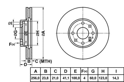 MGA 50134 Brake Disc Front Air Grooved 256-4 (Opel: Astra G Zafira 98-02) — Brake Rotors & Drums