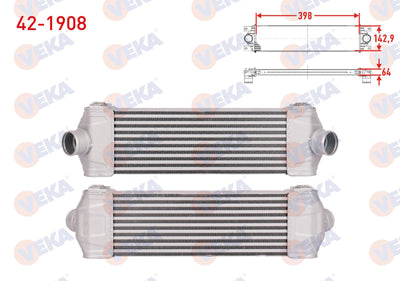 Veka 42-1908 Turbo Radiator (Intercooler) Ford Transit (V347) 2.2 TDCi (Short Type) 2006-2014 — Radiators & Fans