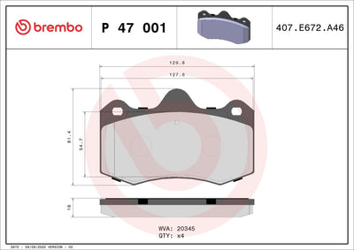 Brembo P47001 Brake Pad Front & Rear Low-Met Lotus — Brake Pads