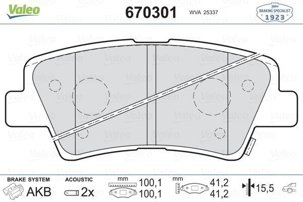 Valeo 670301 Brake Pad Rear Hyundai Accent Blue, Bayon and 6 more models — Brake Pads