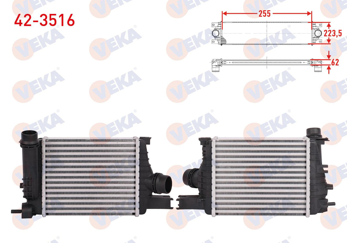 Veka 42-3516 Turbo Radiator (Intercooler) Clio IV (Bh) / Captur I (J5-H5) 1.5 dCi 90-110 Hp 2012-2015 — Radiators & Fans