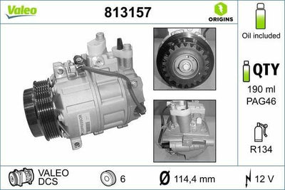 VALEO 813157 AC Compressor - Climate Control for W203-W204 & W211 Series — A/C Compressor