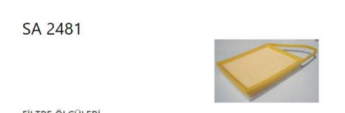 Sardes SA2481 Air Filter Peugeot P206 P207 P208 P301 P308 Dv6c Euro 5 — Air & Cabin Filters