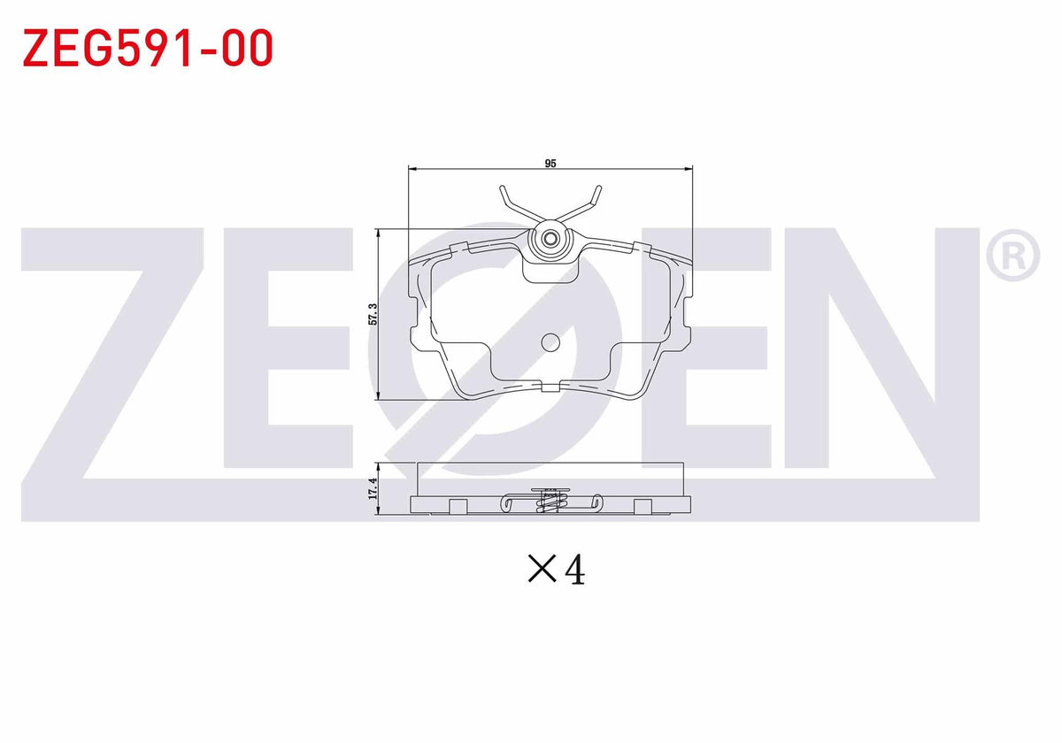 Zegen ZEG591-00 Brake Pad Rear Volkswagen Transporter IV (70Xb,70Xc,7Db,7Dw) 1.9 D 1990-2003 / Transporter IV (70Xb,70Xc,7Db,7Dw) 2.5 D 1990-2003