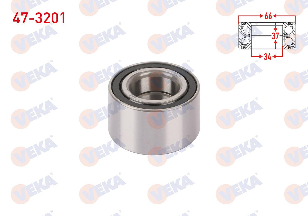 Veka 47-3201 Front Wheel Bearing Left-Right 34X66x37 Astra F 1.4i-1.6i-1.7 D-2.0 1991-1998 / Corsa A 1.2-1.3-1.5 D 1983-1993 / Corsa B 1.2i-1.4i-1.6i-1.5D 1993-2000 / Vectra A 1.6 1988-1995 / T