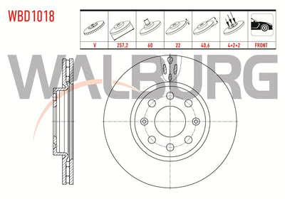 WALBURG WBD1018 Brake Disc Front Air 4 Bjn 257,2X22x60x40 — Brake Rotors & Drums