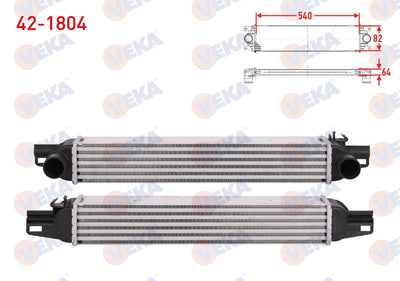 Veka 42-1804 Turbo Radiator (Intercooler) Fiat Fiorino (225) 1.3 Mjt Euro 4 2007 — Radiators & Fans