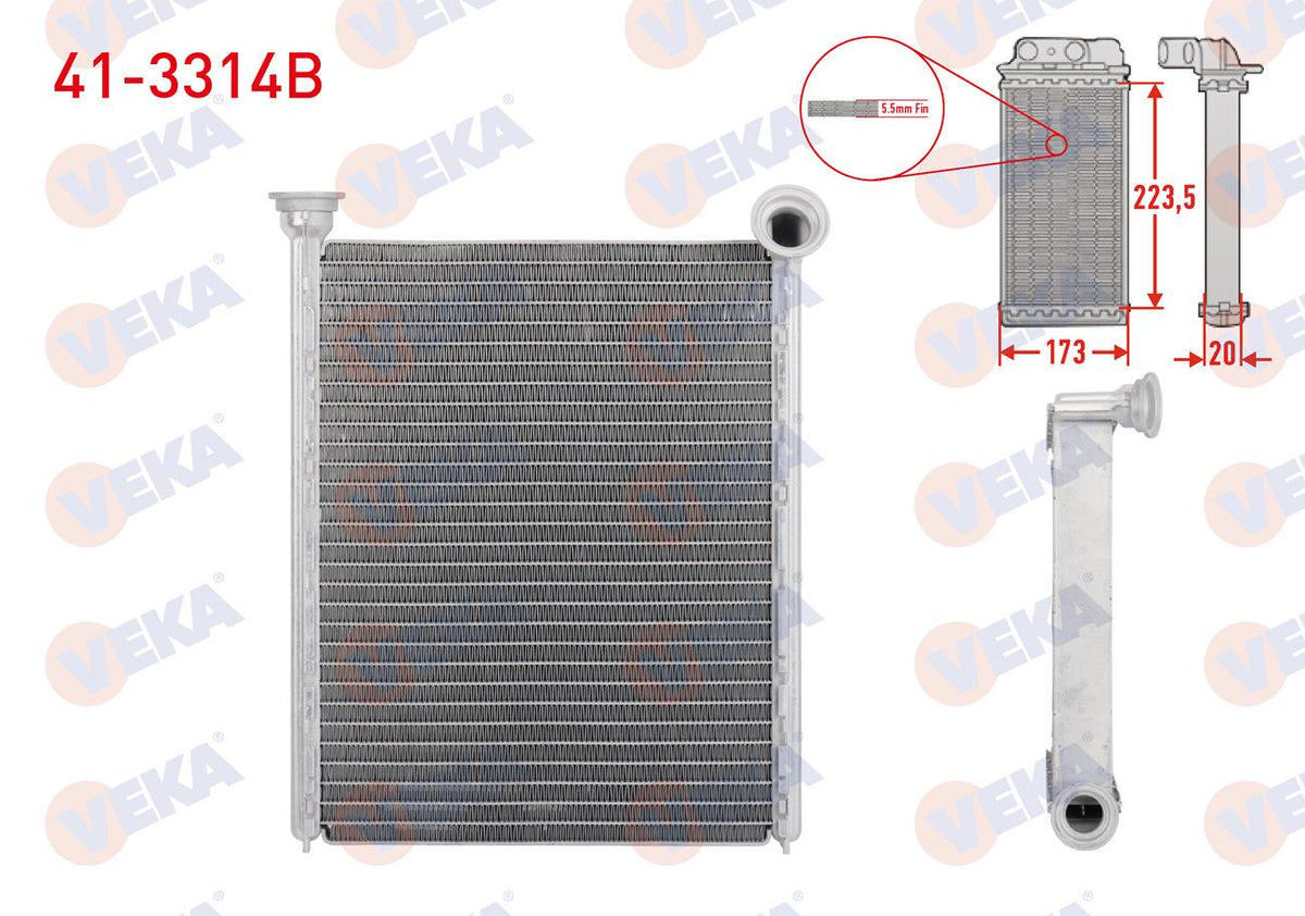 Veka 41-3314B Heater Core Brazing (5.5mm Fin) Peugeot 308 (4A,4C) 1.6 HDi 2007-2013 — Heater & Blower