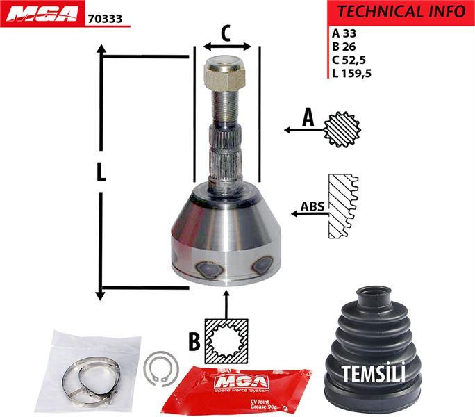 MGA 70333 CV Joint Outer Left & Right (Opel: Astra H 1.9Cdti 04-) — Axles, CV Joints & Boots