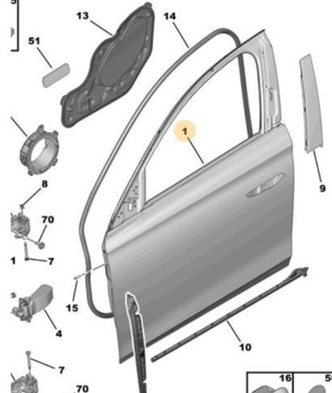 PSA 9834638180 - Left Front Door for DS9 (X83) — Auto Parts Hall, NEEDS_REVIEW