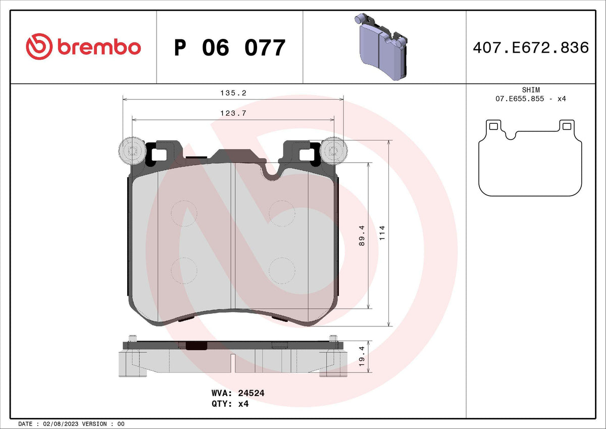 Brembo P06077 Brake Pad Front Low-Met BMW