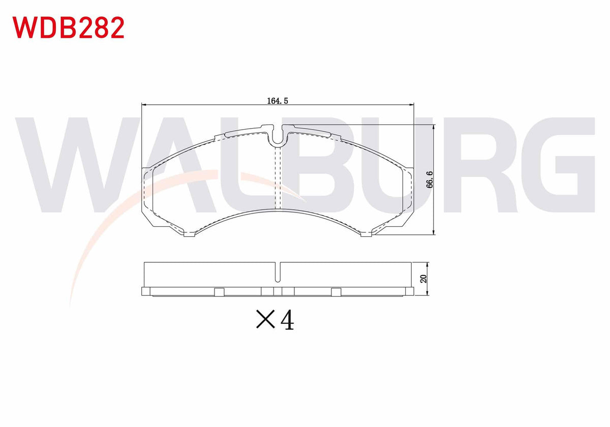 WALBURG WDB282 Brake Pad Front Iveco Daily II (30-10C) 2.8i 1996-1999 / Daily II (35-10) 2.5i 1996-1999 — Brake Pads