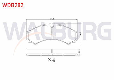 WALBURG WDB282 Brake Pad Front Iveco Daily II (30-10C) 2.8i 1996-1999 / Daily II (35-10) 2.5i 1996-1999 — Brake Pads