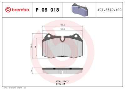 Brembo P06018 Brake Pad Front BMW E38 E31 E34 7.28-7.30 95-01