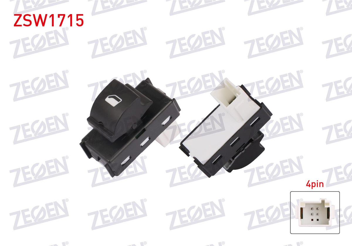 Zegen ZSW1715 Glass Release Switch Single 4 Pin Peugeot Rifter 2018-/ Citroen C4 Cactus 2014 — Switches & Relays