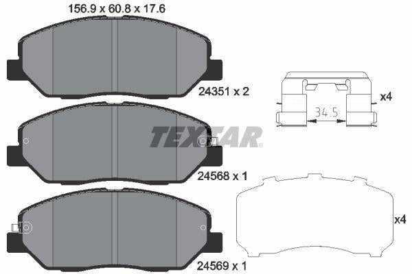 Textar 2435101 Brake Pad Set Santa Fe / Sorento / Korando / Rexton / Musso 06-Front — Brake Pads