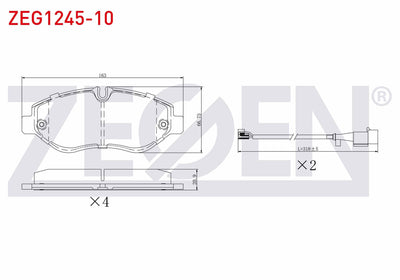 Zegen ZEG1245-10 Brake Pad Front with Connector Iveco Daily IV 2.3i 2006-2011 — Brake Pads