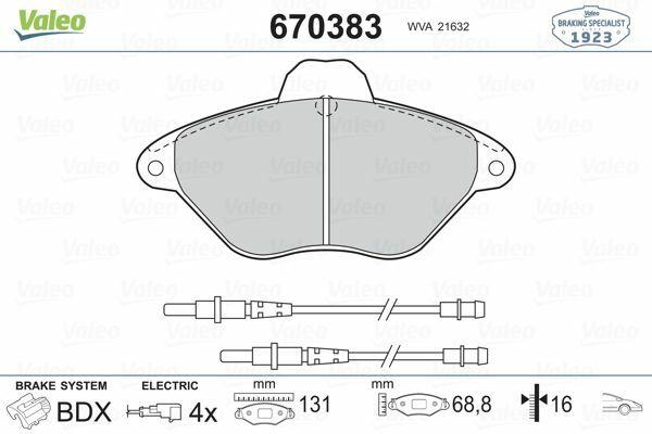 VALEO 670383 Front Brake Pads - High Performance for Xantia 2.0I 16V Estate