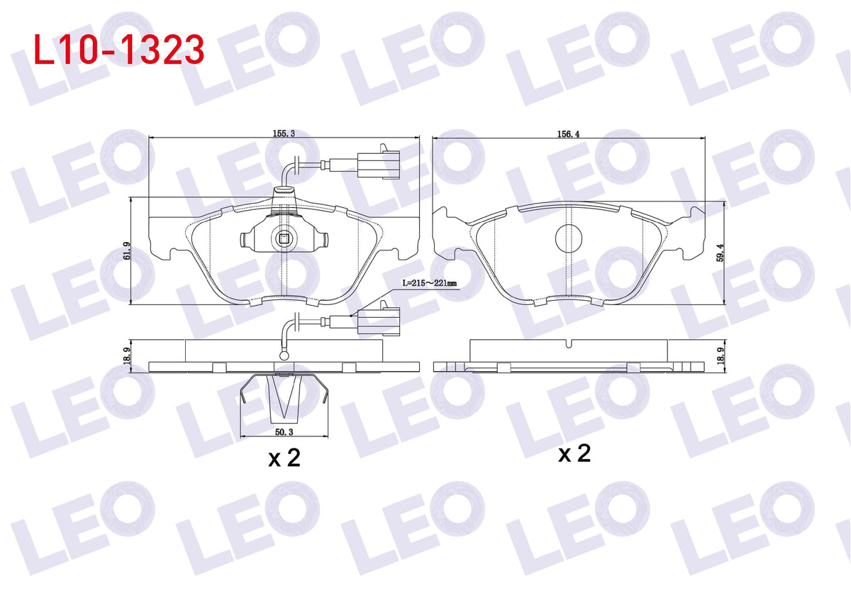 LEO L10-1323 Brake Pad Front with Connector Fiat Marea (185) 2.0i 150 Hp 1996-2007 / Bravo (182) 2.0i 20V Hgt 19 — Brake Pads