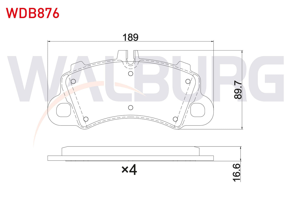 WALBURG WDB876 Brake Pad Front Porsche Macan (95B) 2014-/ Cayenne (9Ya) 2.9 3.0 4.0 2017-/ Cayenne Coupe (9Yb) 4 — Brake Pads