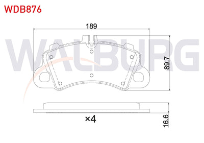 WALBURG WDB876 Brake Pad Front Porsche Macan (95B) 2014-/ Cayenne (9Ya) 2.9 3.0 4.0 2017-/ Cayenne Coupe (9Yb) 4 — Brake Pads