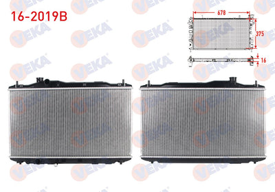 Veka 16-2019B Water Radiator Brazing Honda Civic Ix 1.6i M-T Ac + /-2012-/ Civic VIII 1.8i M-T Ac + /-2005 — Radiators & Fans