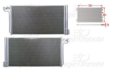 Wisco 3143511-00 A/C Condenser 720X381x16 Ford C-Max 2 1.6 2011-2019 Ford Focus 1.6 TI 2010-2018 F — Condensers & Evaporators