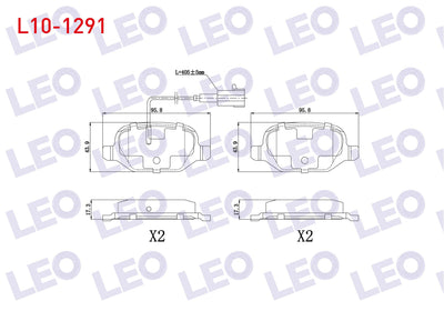 LEO L10-1291 Brake Pad Rear Pair with Connector Fiat Linea (323) 1.6 Mjt 2010-/ Linea (323) 1.4 2010 — Brake Pads