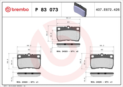 Brembo P83073 Brake Pad Rear Lexus Gs 250 300 460 05-12 — Brake Pads