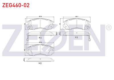 Zegen ZEG460-02 Brake Pad Front with Wear Indicator Mitsubishi Lancer IV (C6a — Brake Pads