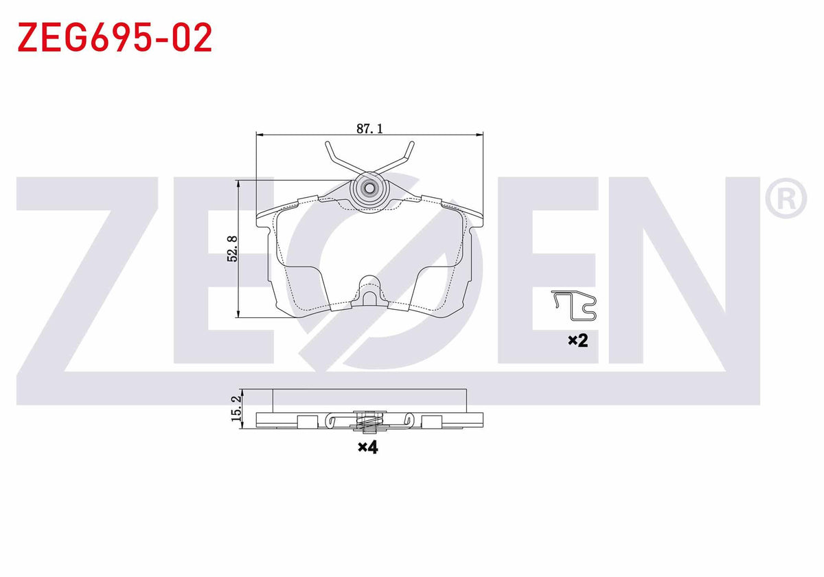 Zegen ZEG695-02 Brake Pad Rear Honda Accord VII (Cl) 1.6i 16V 2003-2008 / Accord VII (Cl) 2.0 16V 2003-2008