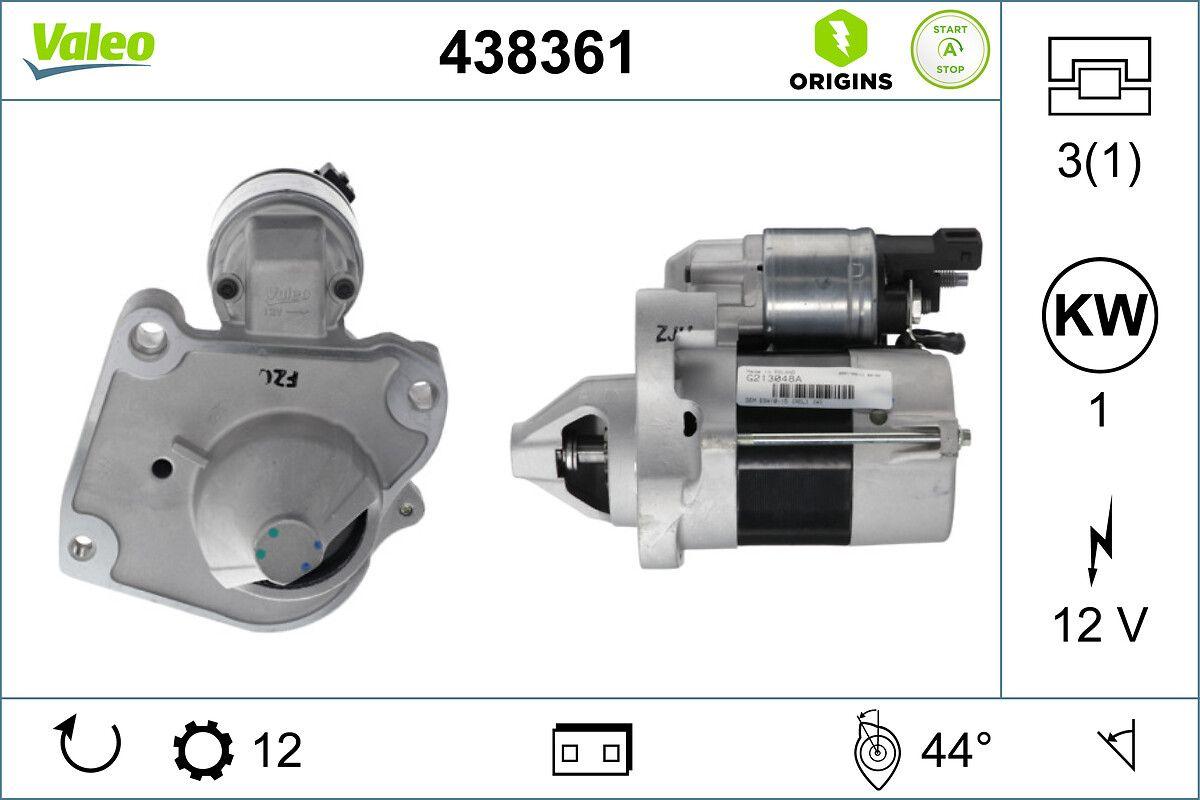 Valeo 438361 Starter Motor Citroen 208, C3 III 1.2 — Starting & Charging