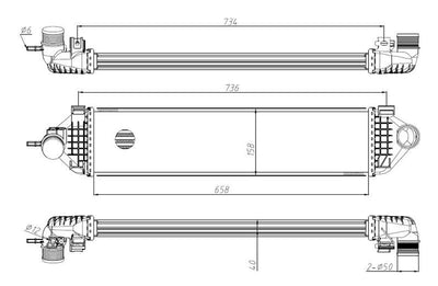 MGA 80457 Turbo Radiator Intercooler (Ford: Focus /C-Max /Mondeo /Kuga 1.6 Ecoboost) 658×158×40