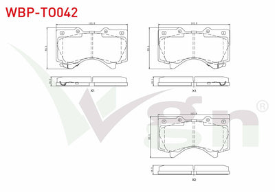 WGN WBP-TO042 Brake Pad Front with Wear Indicator Toyota Land Cruiser 4.7 V8 2008-/ Land Cruiser 4.5 D V8 2008-/ — Brake Pads