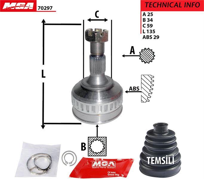 OUTLET 70297 CV Joint (Peugeot: Partner Citroen: Berlingo 1.9 Xud9 Dw8) 34×59×90