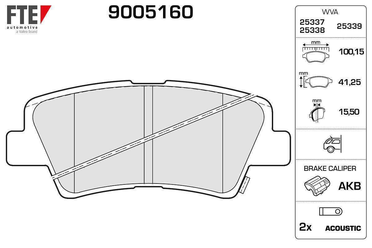 Fte 9005160 Rear Brake Pad Accent Blue/Elantra/i40/i30/Optima/Rio/Ceed/Soul/Sportage/Tivoli/Korando/Tucson/i20 — Brake Pads