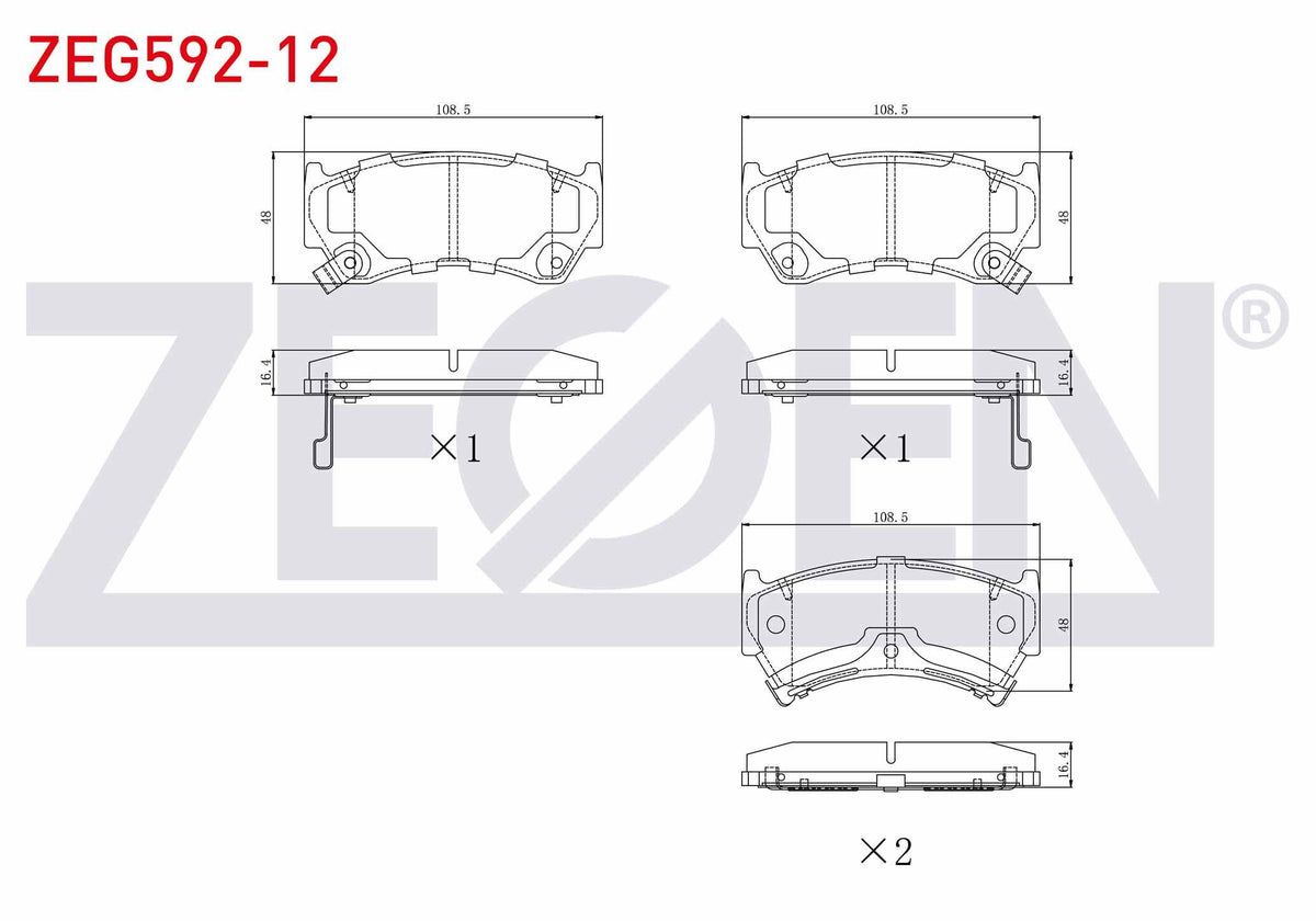 Zegen ZEG592-12 Brake Pad Front with Wear Indicator Nissan Almera I (N15) 1.6i 1995-2000 — Brake Pads