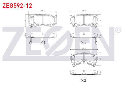 Zegen ZEG592-12 Brake Pad Front with Wear Indicator Nissan Almera I (N15) 1.6i 1995-2000 — Brake Pads